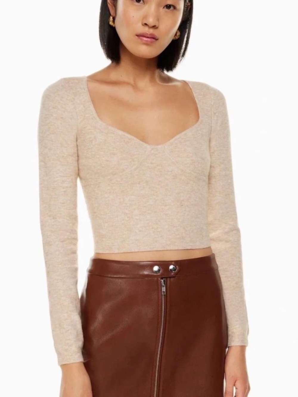 Wilfred Women's Tan Cropped Sweater